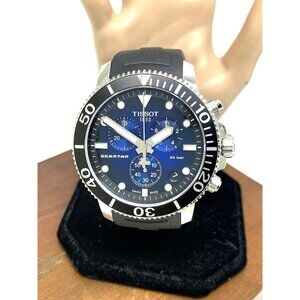 Tissot Men's Watch Seastar Chronograph Swiss Quartz Black Blue T1204171704100
